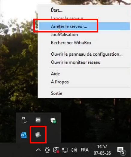 Arrêt du serveur de partage de clé Wibu utilisé par ArchManagement