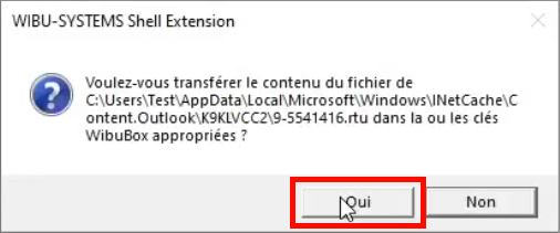 Fenêtre de demande de confirmation de mise à jour d'une clé de sécurité pour ArchManagement.